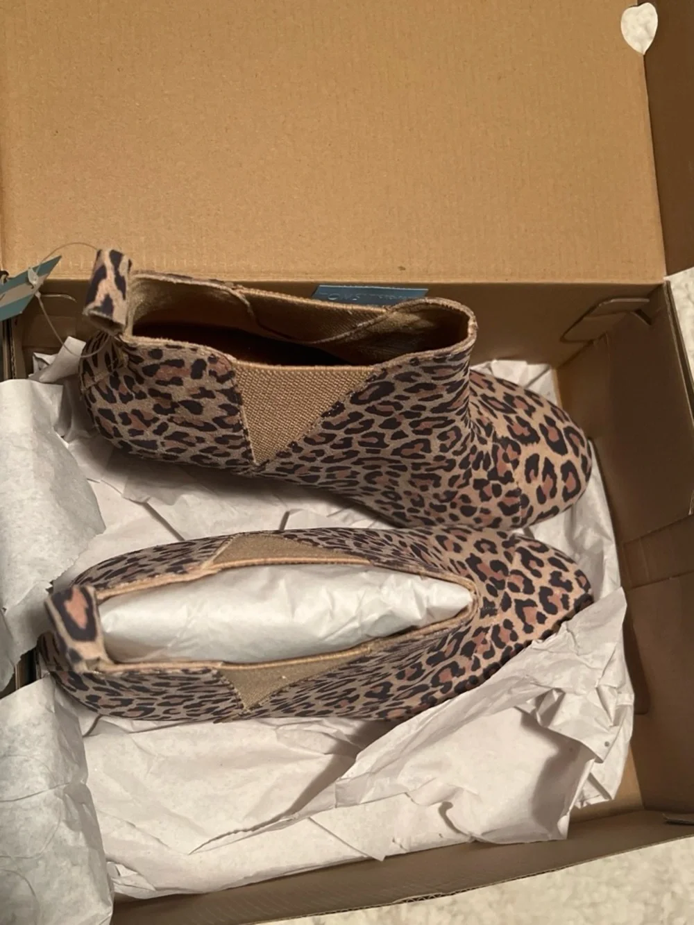 TOMS New With Tags Leopard Print Wedge Booties - Black/Tan